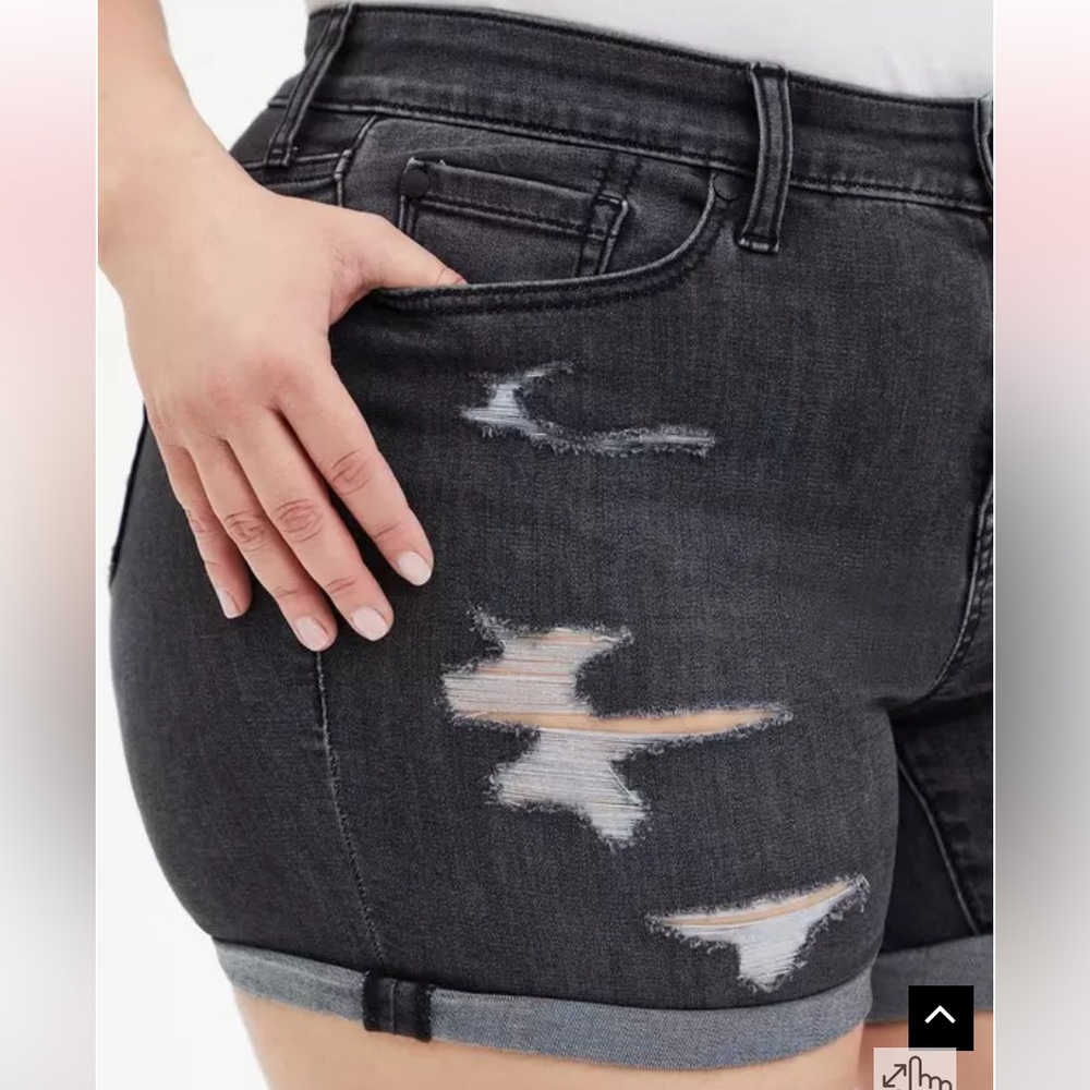 torrid Black Distressed Denim Jean Shorts - Picture 13 of 15